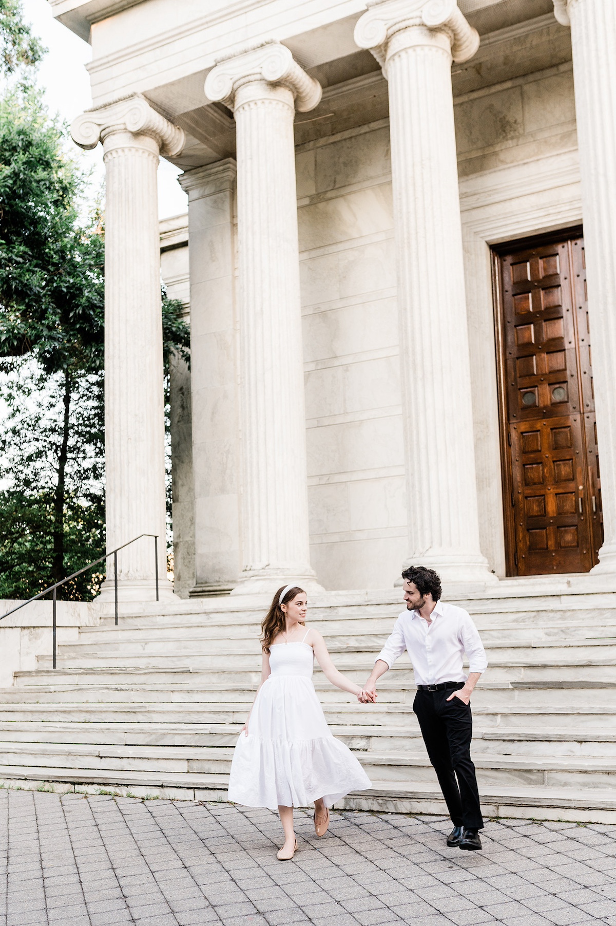 Sun-kissed love: Page and Christopher's laughter echoing through Princeton's historic corridors.