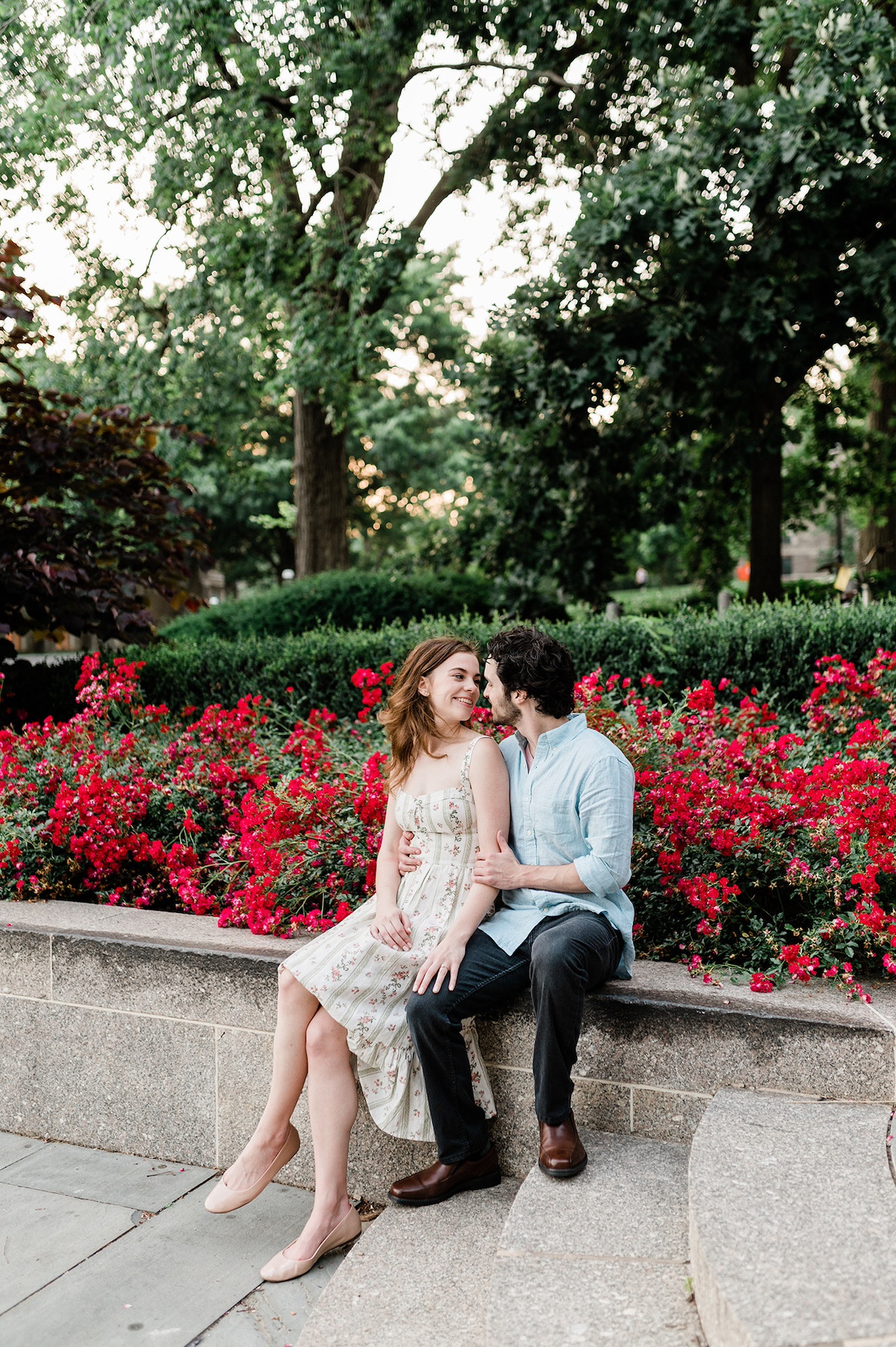 The serenity of Princeton's gardens provides an intimate backdrop for Page and Christopher's engagement photographs.