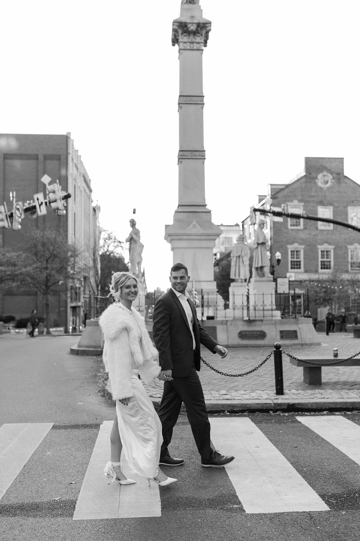 Sophisticated and romantic, this portrait captures connection amidst the historic charm of Lancaster City.